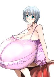 1girls breasts_bigger_than_head breasts_bigger_than_torso casual gigantic_breasts hyper hyper_breasts kinkoumori short_hair sitting tagme white_hair