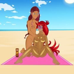 2girls ahe_gao aisha_(winx_club) alternate_skin_color anoneysnufftan applying_sunscreen asphyxiation beach betilla_(rayman) blue_eyes blush blushing_profusely breasts brown_hair dark-skinned_female dark_skin defeated defeated_villainess edasbild embarrassed embarrassed_nude_female fairy female female_only hawaiian_tropic humiliation imminent_death killer_lotion long_hair lotion lotion_bottle mascara_tears massage mind_break multiple_girls murder nipples nude nymph_(rayman) ocean oil oiled on_knees orgasm peril punishment pussy rayman_(series) red_hair rubbing sand seaside sitting sky snuff spread_legs suffocation summer sunbathing sunscreen tan tanned tongue_out towel winx_club