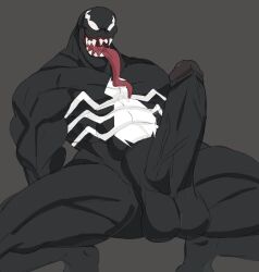 1boy balls bara big_balls big_penis black_body boner erection male male_only marvel marvel_comics muscular nalnahi1 penis solo solo_male spread_legs tongue_out venom venom_(marvel)