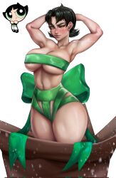 1girls 2022 big_breasts black_hair blushedarts buttercup_(powerpuff_girls) dblushed female_focus female_only high_resolution looking_at_viewer powerpuff_girls seductive_look short_hair tagme voluptuous_female