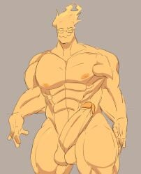 2d balls bara big_balls big_penis boner erection fire fire_humanoid glasses grillby male male_only muscles muscular nalnahi1 nude penis solo solo_male tagme undertale undertale_(series)