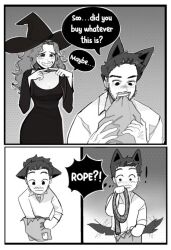 all_tied_up(comic) better_version_at_source female hexia hexia_(miaormoa) light-skinned_female light_skin lowres miaormoa(artist) thumbnail witch witch_hat wolf_boy wolf_ears wolf_tail