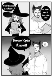 all_tied_up(comic) better_version_at_source female hexia hexia_(miaormoa) light-skinned_female light_skin lowres miaormoa(artist) thumbnail witch witch_hat wolf_boy wolf_ears wolf_tail