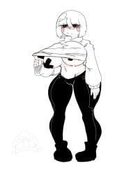 1girls 2d bandage chara clothed clothing emotionless female female_only huge_breasts mostly_clothed osakana2gou solo tagme tape_on_breasts taped_breasts thick_thighs underboob undertale undertale_(series) wide_hips x_over_breasts