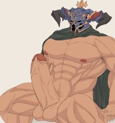 balls bara big_balls big_penis boner draph erection granblue_fantasy helmet horns male male_only muscles muscular nalnahi1 penis solo solo_male vaseraga