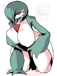 1girls 2022 all_fours big_breasts female female_only gardevoir huge_breasts kneeling nipple_bulge nipple_peek nipple_slip on_knees osakana2gou pokémon_(species) pokemon pokemon_(species) solo tired_eyes