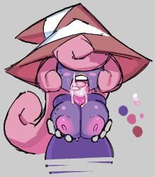 1girls 2021 2d areolae breasts cragscleft cum_in_mouth ghost_girl gloves hat holding_breasts mario_(series) nipples open_mouth paper_mario pink_hair purple-skinned_female purple_body purple_skin tongue_out vivian_(paper_mario) witch_hat