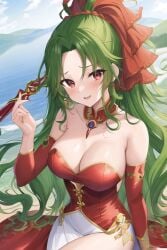 ai_generated big_breasts breasts female final_fantasy final_fantasy_vi green_hair red_eyes square_enix terra_branford tina_branford