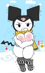 1girls areola areolae big_breasts boobs boots breasts chilly cold dream-cassette freezing hoshime ice kuromi mob_face naked nipples nude onegai_my_melody penis pussy sanrio scarf snowman solo tits wind winter