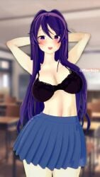 1girls 2_phut_hon 3d :0 :d animated areolae arms_behind_head arms_up artist_signature big_breasts black_bra black_panties blue_skirt blush blushing bra breasts dancing ddlc_background desk desks doki_doki_literature_club embarrassed embarrassed_female embarrassed_naked_female embarrassed_nude_female enf female female_only happy happy_female hip_dance hip_sway looking_at_viewer loop me!me!me!_dance meme morbite mp4 music naked naked_female navel no_shirt nude nude_female open_mouth panties purple_eyes purple_hair school_uniform skirt solo sound swinging_breasts swinging_hips uniform video yuri_(doki_doki_literature_club)