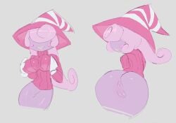 1girls 2021 2d anus ass big_ass big_butt bottomless breasts butt cragscleft female ghost_girl gloves hair_over_eyes hat holding_breasts mario_(series) paper_mario pink_hair presenting_hindquarters purple-skinned_female purple_body purple_skin pussy sweater vivian_(paper_mario)