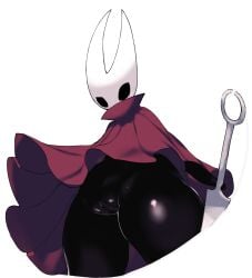 1girls anthro arthropod black_body cape cloak clothing female female_focus female_only hollow_eyes hollow_knight hornet_(hollow_knight) looking_at_viewer looking_down man0. mask masked melee_weapon pussy pussy_juice red_cape simple_background solo solo_female solo_focus team_cherry thick_thighs thighs vessel_(species) weapon wet_pussy white_background