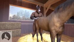 3d_(artwork) animated anthro anthro_penetrating_feral detailed_background digital_media_(artwork) doggy_style duo equid equine female feral from_behind_position happy horse inside luciamaribela male male/female mammal sex source_filmmaker standing standing_sex the_cathouse_tale zoophilia