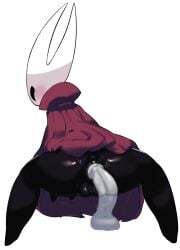 1boy 1boy1girl 1girls anal anal_sex anthro anus arthropod ass balls black_body blush cloak clothing disembodied_penis duo female female_focus female_penetrated from_behind genitals hollow_eyes hollow_knight hornet_(hollow_knight) male male/female man0. mask masked penis pussy sex simple_background team_cherry vessel_(species) video_games white_background