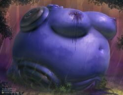 2022 anthro big_breasts blueberry_inflation bodily_fluids breasts dragon eldritch_abomination female forest genitals grass huge_breasts humanoid hyper hyper_breasts inflation juice_(disambiguation) lactating lactating_juice larger_female navel nipples plant pussy raining size_difference solo spherical_inflation sunken_head sunken_limbs tara_(taranima) taranima tree