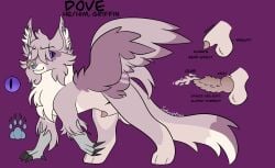 big_balls cum dove(satanistdove) feral gryphon knot male original original_character pink_fur reference_sheet satanistdove(artist) sheath spiked_penis wings