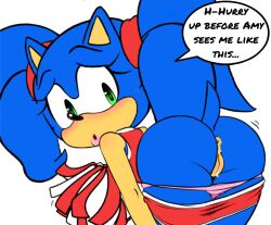 after_transformation bent_over cheerleader cheerleader_uniform fan_edit pom_poms rule_63 sega sonic_(series) sonic_the_hedgehog sonic_the_hedgehog_(series) sonique_the_hedgehog twintails