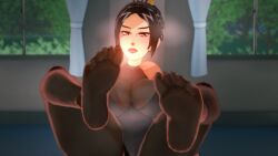 1girls avatar_the_last_airbender azula big_ass clothing female female_only foot_fetish koikatsu large_breasts sun_light