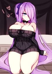 big_breast big_breasts black_sweater blue_eyes dirtykuro foxykuro hair_covering_one_eye hair_over_one_eye huge_breast huge_breasts kuro_(foxykuro) large_breast large_breasts long_hair_female long_purple_hair one_eye_covered purple_hair purple_hair_female sweater_only