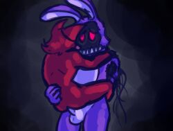 2boys anal anal_sex anthro anthro_on_anthro bonnie_(fnaf) bunny bunny_boy carrying_partner five_nights_at_freddy's five_nights_at_freddy's_2 fox foxy foxy_(fnaf) gay interspecies just_a_lil_guy male male/male male_only missing_arm purple_body purple_fur rabbit red_body red_eyes red_fur simple_background standing standing_sex two_tone_body two_tone_fur withered withered_bonnie