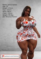 1girls 3d ass big_ass big_breasts big_butt bimbo breasts brown_body brown_skin busty character_age character_bio character_height character_profile character_sheet character_weight cleavage curvaceous curvy curvy_figure dark-skinned_female dark_skin eyebrows eyelashes eyes female female_only gigantic_ass hair hips hourglass_figure huge_ass huge_breasts human hyper_ass janice_santos large_ass large_breasts legs lips massive_ass original original_character reference_sheet thick thick_legs thick_thighs thighs tonices top_heavy upper_body voluptuous wide_hips
