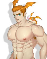 digimon gijinka kappibara looking_at_viewer male male_only muscles muscular muscular_male patamon
