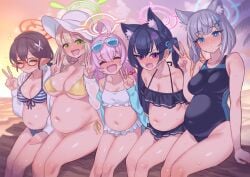 5girls abydos_high_school_student after_sex ayane_(blue_archive) ayane_(swimsuit)_(blue_archive) beach blue_archive catgirl elf_female foreclosure_task_force_(blue_archive) halo harem hoshino_(blue_archive) hoshino_(swimsuit)_(blue_archive) large_breasts medium_breasts mimonel multiple_girls nonomi_(blue_archive) nonomi_(swimsuit)_(blue_archive) posing_for_picture pregnant serika_(blue_archive) serika_(swimsuit)_(blue_archive) shiroko_(blue_archive) shiroko_(swimsuit)_(blue_archive) small_breasts swimsuit