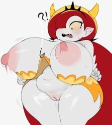 1girls ?! areolae belly big_breasts big_nipples breasts cham22 demon_girl female_only hair_over_one_eye hekapoo hook horns huge_breasts long_hair nipples pointy_ears pussy red_hair shortstack smaller_female solo star_vs_the_forces_of_evil thick_thighs wardrobe_malfunction wide_hips