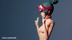 1girls 3d blender blizzard_entertainment breasts chest collar dark_hair female female_only hi_res kiriko_(overwatch) legs light_skin lipstick makeup nails naked nipples nude nudity overwatch overwatch_2 pose skinny small_breasts solo solo_female thin topless white_skin
