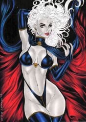 2022 big_breasts chaos_comics coffin_comics curvaceous curvy curvy_female curvy_figure death_(personification) ed_benes_studio female_focus female_only george_santiago grim_reaper hi_res high_resolution lady_death long_hair queen_of_the_dead voluptuous_female white_body white_hair white_sclera