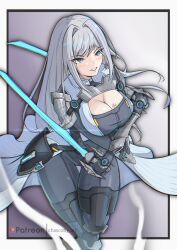 1girls absurd_res armor arms_crossed big_breasts black_gloves black_legwear blue_eyes blush boots breast_tattoo breasts chascoby cleavage crossed_arms curvy curvy_female curvy_figure elbow_gloves ethel_(xenoblade) female female_only gloves glowing_weapon grey_jacket grey_topwear highres holding holding_weapon hourglass_figure jacket large_breasts legwear long_hair nintendo open_mouth rapier shoulder_pads silver_armor silver_hair smile smiling sword tattoo thick_thighs thigh_boots thighhighs thighs very_long_hair voluptuous weapon xenoblade_(series) xenoblade_chronicles_3