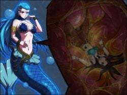 aquarius_(fairy_tail) big_breasts blue_hair blue_tail breasts cana_alberona cleavage fairy_tail fish_girl fish_tail large_breasts long_hair martyz-art mermaid mermaid_girl mermaid_tail vore