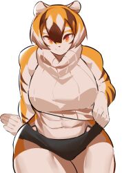 1girls abs amber_eyes anthro arknights aspirindabaitu big_breasts breasts female furry looking_at_viewer mx99926 smile solo solo_female tiger tiger_girl waai_fu_(arknights)