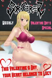 amenoosa ass bed big_breasts blonde_hair breasts fairy_tail lingerie long_hair lucy_heartfilia seducing seduction seductive seductive_eyes seductive_look seductive_mouth seductive_pose seductive_smile