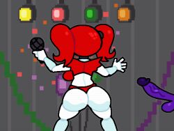 1boy 1girls against_wall animatronic animatronic_female ass baby_(fnafsl) back_view backboob big_ass breasts circus_baby circus_baby_(fnaf) clown clown_girl crushtrap dat_ass female five_nights_at_freddy's five_nights_at_freddy's:_sister_location holding_object huge_ass incest large_breasts microphone panties penis presenting presenting_hindquarters purple_penis purple_skin red_hair red_panties red_shirt robot tagme twintails william_afton