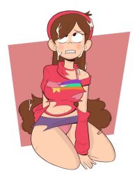 1girls after_rape aged_up bare_shoulder bare_shoulders big_breasts bra breasts brown_hair cum cum_on_body cum_on_clothes cum_on_face cum_on_hair disney dubious_consent female female_only gravity_falls huge_breasts long_hair looking_up mabel_pines panties pink_bra pink_underwear ripped_clothing ripped_skirt ripped_sweater septum_(artist) simple_background solo solo_female sweater thick_thighs underwear wide_hips