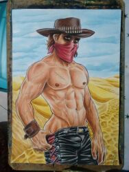 1boy cowboy desertomental erron_black male male_only mortal_kombat muscular muscular_male solo solo_male traditional_media_(artwork)