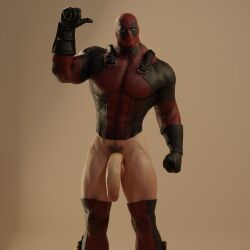 1boy balls bara barazoku beefy big_penis bottomless daddy deadpool light-skinned_male light_skin male male_focus male_only manly marvel mask masked masked_male muscles muscular muscular_male penis pubic_hair solo solo_focus solo_male tough_guy voluox wade_wilson