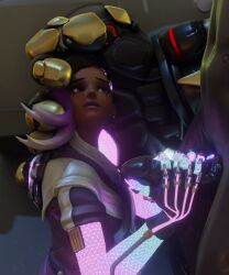 1boy 1girls 3d breasts dark-skinned_male dark_skin doomfist female male overwatch penis sex sombra tagme