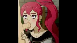 1girls animated anna_(fire_emblem) anna_(fire_emblem:_three_houses) blowjob burgundy_eyes burgundy_hair eye_contact fellatio female fire_emblem fire_emblem:_three_houses fringe lewdmation long_hair male nintendo no_sound oral pale-skinned_female penis petite pink_hair ponytail purple_eyes red_eyes red_hair seductive_eyes seductive_mouth skinny teenager video