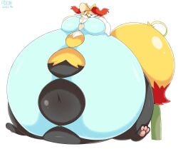 1girls addde air_inflation big_breasts boyo71230387 braixen breasts inflation inflation_fetish obese pokémon_(species) pokemon pokemon_(species)