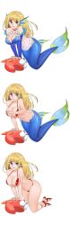 big_breasts bikini blonde_hair blue_eyes blue_tail breasts cleavage fish_girl fish_tail long_hair mermaid mermaid_ass mermaid_girl mermaid_position mermaid_tail mermaid_transformation scales seducing seduction seductive_eyes seductive_look seductive_mouth seductive_pose seductive_smile wnsdud34