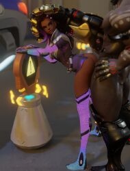1boy 1girls 3d breasts dark-skinned_male dark_skin doomfist female male overwatch sex sombra tagme