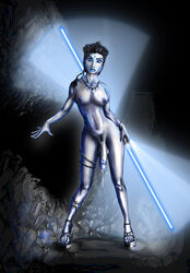 alex87 blue_lightsaber clone_wars dual-bladed_lightsaber futanari jedi jedi_padawan lightsaber penis star_wars tagme