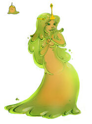 adventure_time green_eyes green_lips long_hair simple_background slime_girl slime_princess small_breasts tiara white_background