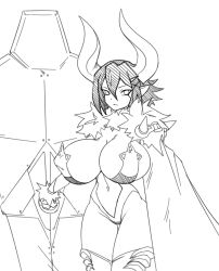 asagi_asagiri breasts cape demon_girl demon_horns disgaea disgaea_rpg huge_breasts large_breasts lewdreaper nippon_ichi_software overlord_asagi skimpy_clothes thick_thighs thighs