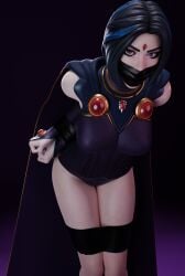 1girls 3d arms_behind_back bare_legs black_hair black_tape bondage bound3d breasts cape captive captured captured_heroine cloak clothed clothing dc dc_comics demon_girl eyeliner female female_only femsub forehead_jewel fortnite fortnite:_battle_royale fully_clothed gag gagged glare glaring goth goth_girl helpless hood hood_down kidnapped leotard looking_at_captor looking_at_viewer makeup multicolored_hair necklace purple_eyes purple_hair rachel_roth raven_(dc) raven_(fortnite)_(dc) restrained short_hair slave slavegirl solo superheroine tape_bondage tape_gag taped_mouth teen_titans thighs tight_clothing