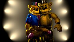 2022 2boys 3d 3d_(artwork) animatronic azika_(artist) big_balls big_cock big_penis big_testicles bowtie coat completely_nude completely_nude_male digital_media_(artwork) duo duo_focus erect_penis erection five_nights_at_freddy's fnaf glans golden_freddy_(fnaf) goldiefredber headgear headwear huge_balls huge_cock huge_testicles humanoid_genitalia humanoid_penis hyper hyper_balls hyper_genitalia hyper_penis ingame_model machine male/male male_focus male_only nude nude_male oc original_character partially_clothed penis_size_difference robot shirt shirt_only size_difference source_filmmaker top_hat