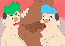 barney_guttman blue_hair dead_end:_paranormal_park gay green_hair licking licking_ass light-skinned_male sucking sucking_penis tan_skin