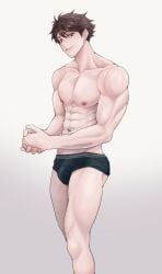 1boy bulge haikyuu!! looking_at_viewer male male_only muscular muscular_male oikawa_tooru_(haikyuu!!) onglai87 smile smiling smiling_at_viewer solo solo_male standing tagme underwear